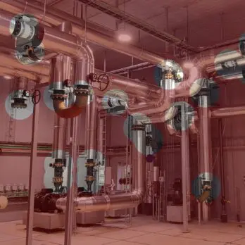 Dan-isoFIT Ventilflansch-Pumpenisolierung - Fernwärmepumpengehäuse mit hervorgehobenen nicht isolierten Flanschen im Rohrsystem