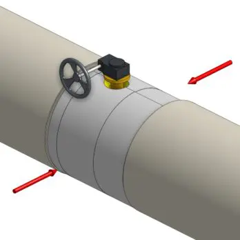 3D-Rendering der auf Fernwärmerohren und -pumpen montierten Dan-isoFIT PUR-Isolierung – technische Isolierung für Fernwärmeanlagen.