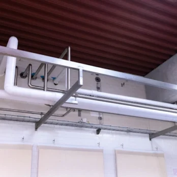 Pipework in Mammen dairy insulated with Dan-isoCLEAN pipe insulation EC-ISO from Dan-iso